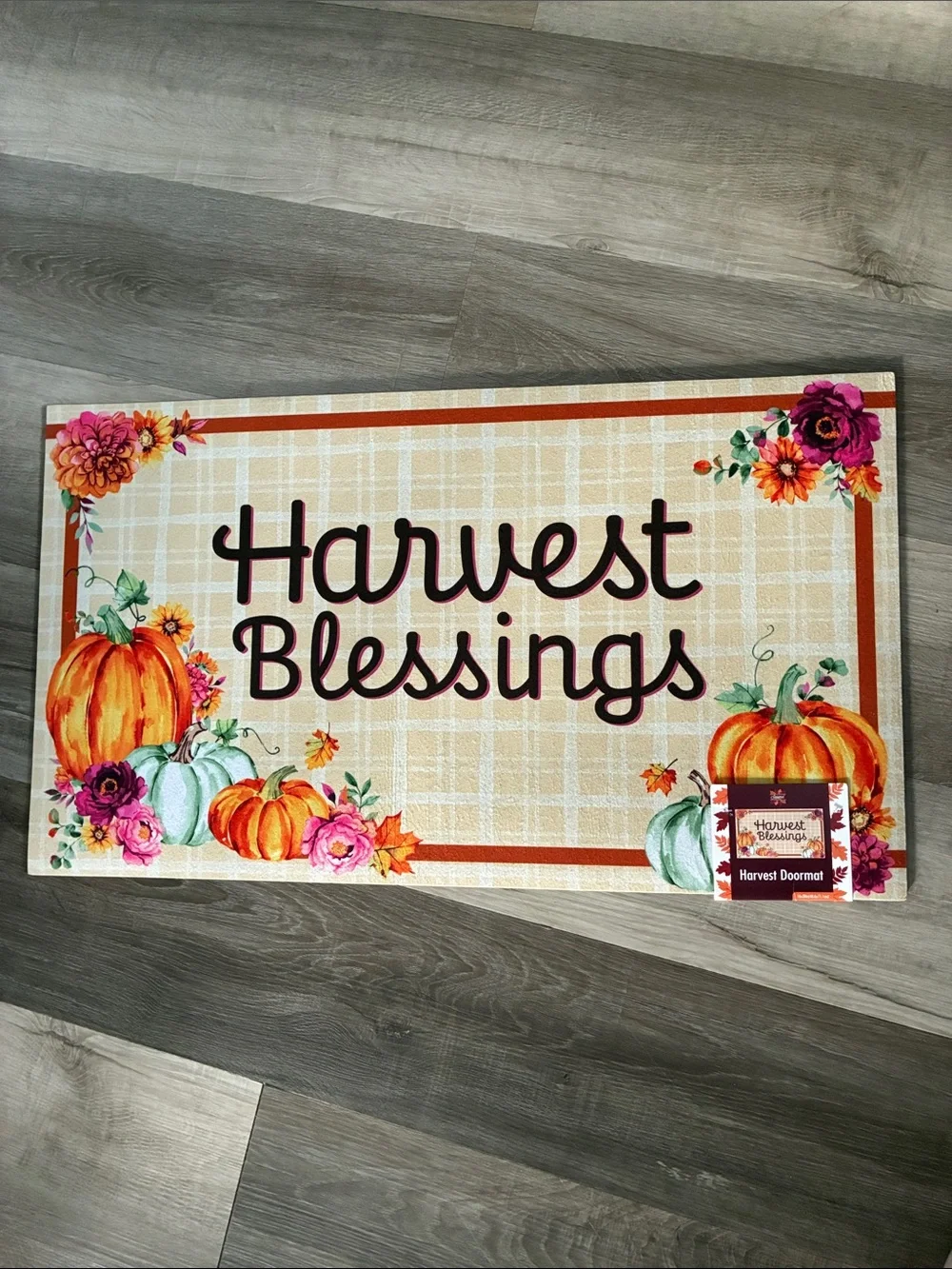 NWT- Harvest Blessings- Fall Doormat with Anti Skid Rubber Back 16x28